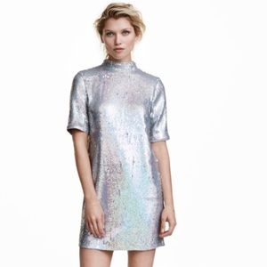 H&M Holographic Sequined Backless Dress
